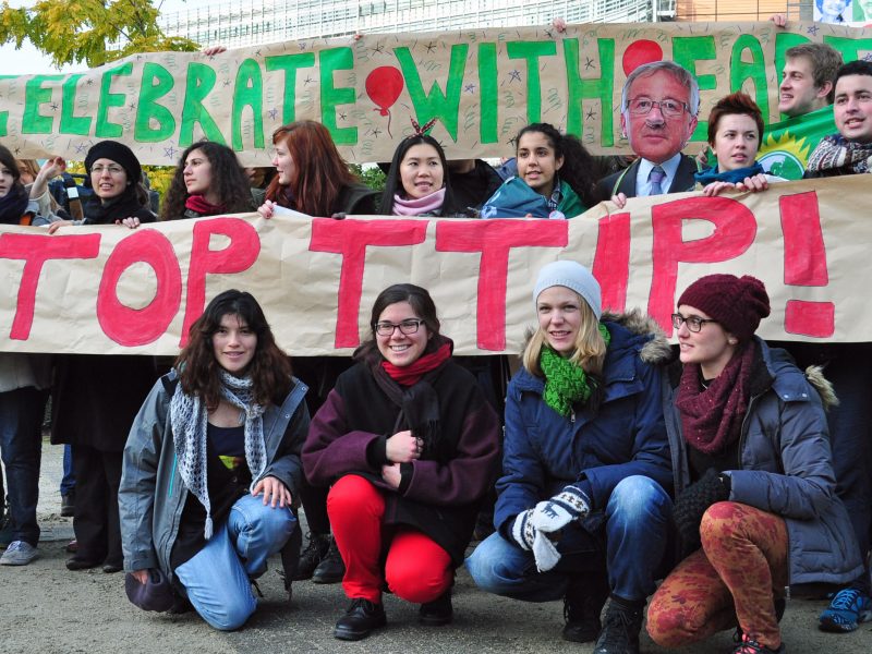 Young FoEE saying STOP TTIP (c) YFoEE