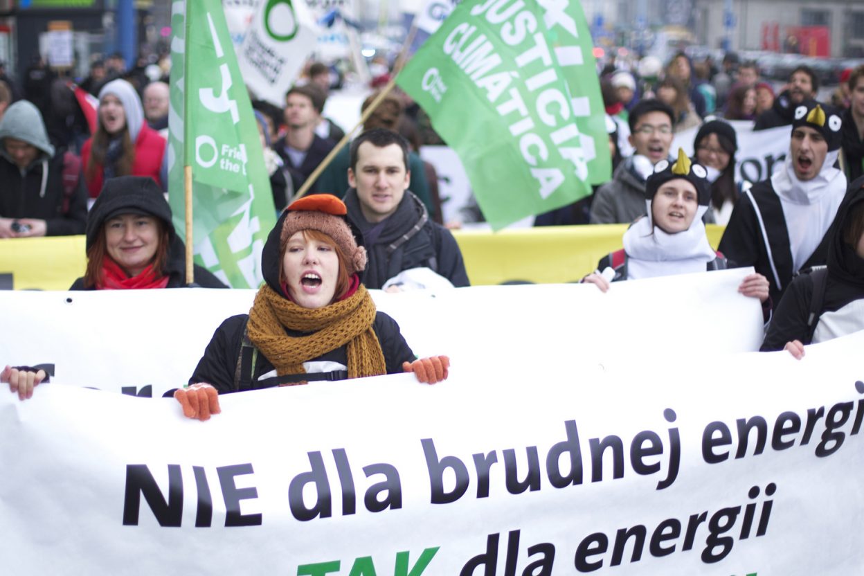 Youth on a march during the climate negotiations in Warsaw, 2013