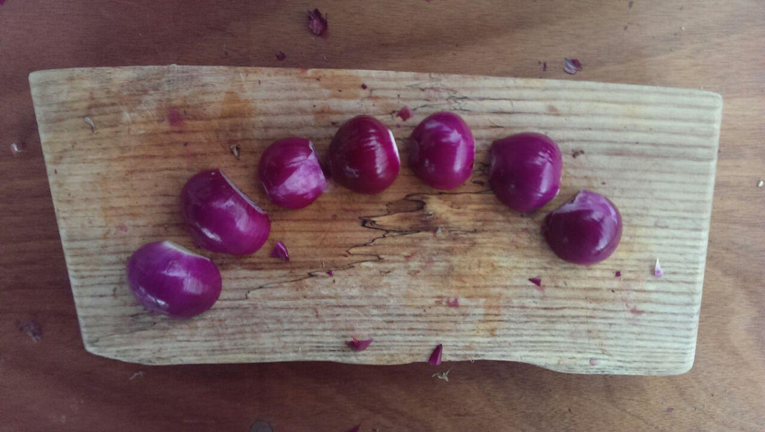 Onions on a chopping board